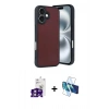 MARSİLYAN™- iPhone 16 Kılıf Kıvılcım Işık Serisi - Siyah 3D Antistatik Seramik Nano Ekran Koruyucu + Pembe Bilvis Titan Kamera Lens