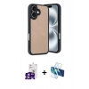MARSİLYAN™- iPhone 16 Kılıf Kıvılcım Işık Serisi - Siyah 3D Antistatik Seramik Nano Ekran Koruyucu + Pembe Bilvis Titan Kamera Lens