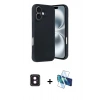 MARSİLYAN™- iPhone 16 Kılıf Kıvılcım Işık Serisi - Siyah 3D Antistatik Seramik Nano Ekran Koruyucu + PVD Metal Kamera Lens - PE