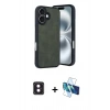 MARSİLYAN™- iPhone 16 Kılıf Kıvılcım Işık Serisi - Siyah 3D Antistatik Seramik Nano Ekran Koruyucu + PVD Metal Kamera Lens - PE