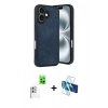 MARSİLYAN™- iPhone 16 Kılıf Kıvılcım Işık Serisi - Siyah 3D Antistatik Seramik Nano Ekran Koruyucu + Raze Metal Kamera Lens - BZ