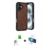 MARSİLYAN™- iPhone 16 Kılıf Kıvılcım Işık Serisi - Siyah 3D Antistatik Seramik Nano Ekran Koruyucu + Raze Metal Kamera Lens - BZ