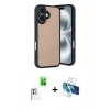 MARSİLYAN™- iPhone 16 Kılıf Kıvılcım Işık Serisi - Siyah 3D Antistatik Seramik Nano Ekran Koruyucu + Raze Metal Kamera Lens - BZ