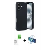 MARSİLYAN™- iPhone 16 Kılıf Kıvılcım Işık Serisi - Siyah 3D Antistatik Seramik Nano Ekran Koruyucu + Raze Metal Kamera Lens - BZ