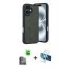 MARSİLYAN™- iPhone 16 Kılıf Kıvılcım Işık Serisi - Siyah 3D Antistatik Seramik Nano Ekran Koruyucu + Raze Metal Kamera Lens - SH