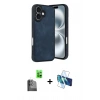 MARSİLYAN™- iPhone 16 Kılıf Kıvılcım Işık Serisi - Siyah 3D Antistatik Seramik Nano Ekran Koruyucu + Raze Metal Kamera Lens - SH