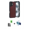 MARSİLYAN™- iPhone 16 Kılıf Kıvılcım Işık Serisi - Siyah 3D Antistatik Seramik Nano Ekran Koruyucu + Raze Metal Kamera Lens - SH