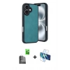 MARSİLYAN™- iPhone 16 Kılıf Kıvılcım Işık Serisi - Siyah 3D Antistatik Seramik Nano Ekran Koruyucu + Raze Metal Kamera Lens - SH