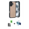MARSİLYAN™- iPhone 16 Kılıf Kıvılcım Işık Serisi - Siyah 3D Antistatik Seramik Nano Ekran Koruyucu + Raze Metal Kamera Lens - SH