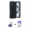 MARSİLYAN™- iPhone 16 Kılıf Kıvılcım Işık Serisi - Siyah Bilvis 5in1 3D Magic Cam Ekran Koruyucu + Bilvis Titan Kamera Lens - YL