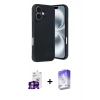 MARSİLYAN™- iPhone 16 Kılıf Kıvılcım Işık Serisi - Siyah Bilvis 5in1 3D Magic Cam Ekran Koruyucu + Gümüş Bilvis Titan Kamera Lens