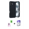 MARSİLYAN™- iPhone 16 Kılıf Kıvılcım Işık Serisi - Siyah Bilvis 5in1 3D Magic Cam Ekran Koruyucu + Raze Metal Kamera Lens - PE