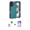 MARSİLYAN™- iPhone 16 Kılıf Kıvılcım Işık Serisi - Siyah Bilvis 5in1 3D Magic Cam Ekran Koruyucu + Raze Metal Kamera Lens - PE