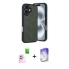 MARSİLYAN™- iPhone 16 Kılıf Kıvılcım Işık Serisi - Siyah Bilvis 5in1 3D Magic Cam Ekran Koruyucu + Raze Metal Kamera Lens - PE