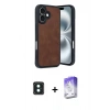 MARSİLYAN™- iPhone 16 Kılıf Kıvılcım Işık Serisi - Siyah Bilvis 5in1 3D Magic Cam Ekran Koruyucu + PVD Metal Kamera Lens - YL