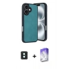 MARSİLYAN™- iPhone 16 Kılıf Kıvılcım Işık Serisi - Siyah Bilvis 5in1 3D Magic Cam Ekran Koruyucu + PVD Metal Kamera Lens - YL
