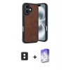 MARSİLYAN™- iPhone 16 Kılıf Kıvılcım Işık Serisi - Siyah Bilvis 5in1 3D Magic Cam Ekran Koruyucu + PVD Metal Kamera Lens - PE
