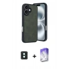 MARSİLYAN™- iPhone 16 Kılıf Kıvılcım Işık Serisi - Siyah Bilvis 5in1 3D Magic Cam Ekran Koruyucu + PVD Metal Kamera Lens - YL