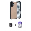 MARSİLYAN™- iPhone 16 Kılıf Kıvılcım Işık Serisi - Siyah Bilvis 5in1 3D Magic Cam Ekran Koruyucu + PVD Metal Kamera Lens - PE