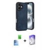MARSİLYAN™- iPhone 16 Kılıf Kıvılcım Işık Serisi - Siyah Bilvis 5in1 3D Magic Cam Ekran Koruyucu + Raze Metal Kamera Lens - LT