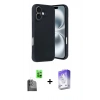 MARSİLYAN™- iPhone 16 Kılıf Kıvılcım Işık Serisi - Siyah Bilvis 5in1 3D Magic Cam Ekran Koruyucu + Raze Metal Kamera Lens - SH