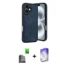 MARSİLYAN™- iPhone 16 Kılıf Kıvılcım Işık Serisi - Siyah Bilvis 5in1 3D Magic Cam Ekran Koruyucu + Raze Metal Kamera Lens - SH