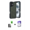 MARSİLYAN™- iPhone 16 Kılıf Kıvılcım Işık Serisi - Siyah Bilvis 5in1 3D Magic Cam Ekran Koruyucu + Raze Metal Kamera Lens - SH