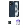 MARSİLYAN™- iPhone 16 Kılıf Kıvılcım Işık Serisi - Siyah Bilvis 5in1 3D Magic Cam Ekran Koruyucu + PVD Metal Kamera Lens - YL
