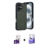 MARSİLYAN™- iPhone 16 Kılıf Kıvılcım Işık Serisi - Siyah Bilvis 5in1 5D Magic Hayalet Cam Ekran Koruyucu + Pembe Bilvis Titan Kamera Lens