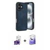 MARSİLYAN™- iPhone 16 Kılıf Kıvılcım Işık Serisi - Siyah Bilvis 5in1 5D Magic Hayalet Cam Ekran Koruyucu + Bilvis Titan Kamera Lens - PE