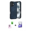MARSİLYAN™- iPhone 16 Kılıf Kıvılcım Işık Serisi - Siyah Bilvis 5in1 5D Magic Hayalet Cam Ekran Koruyucu + Raze Metal Kamera Lens - PE