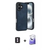 MARSİLYAN™- iPhone 16 Kılıf Kıvılcım Işık Serisi - Siyah Bilvis 5in1 5D Magic Hayalet Cam Ekran Koruyucu + PVD Metal Kamera Lens - PE