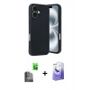 MARSİLYAN™- iPhone 16 Kılıf Kıvılcım Işık Serisi - Siyah Bilvis 5in1 5D Magic Hayalet Cam Ekran Koruyucu + Raze Metal Kamera Lens - SH