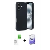 MARSİLYAN™- iPhone 16 Kılıf Kıvılcım Işık Serisi - Siyah Bilvis 5in1 5D Magic Hayalet Cam Ekran Koruyucu + Raze Metal Kamera Lens - BZ