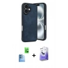 MARSİLYAN™- iPhone 16 Kılıf Kıvılcım Işık Serisi - Siyah Bilvis 5in1 5D Magic Hayalet Cam Ekran Koruyucu + Raze Metal Kamera Lens - LT