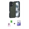 MARSİLYAN™- iPhone 16 Kılıf Kıvılcım Işık Serisi - Siyah Bilvis 5in1 5D Magic Hayalet Cam Ekran Koruyucu + Raze Metal Kamera Lens - PE
