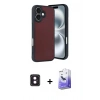 MARSİLYAN™- iPhone 16 Kılıf Kıvılcım Işık Serisi - Siyah Bilvis 5in1 5D Magic Hayalet Cam Ekran Koruyucu + PVD Metal Kamera Lens - PE