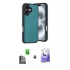 MARSİLYAN™- iPhone 16 Kılıf Kıvılcım Işık Serisi - Siyah Bilvis 5in1 5D Magic Hayalet Cam Ekran Koruyucu + Raze Metal Kamera Lens - SH