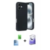 MARSİLYAN™- iPhone 16 Kılıf Kıvılcım Işık Serisi - Siyah Bilvis 5in1 5D Magic Hayalet Cam Ekran Koruyucu + Raze Metal Kamera Lens - LT
