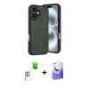 MARSİLYAN™- iPhone 16 Kılıf Kıvılcım Işık Serisi - Siyah Bilvis 5in1 5D Magic Hayalet Cam Ekran Koruyucu + Raze Metal Kamera Lens - BZ
