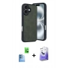 MARSİLYAN™- iPhone 16 Kılıf Kıvılcım Işık Serisi - Siyah Bilvis 5in1 5D Magic Hayalet Cam Ekran Koruyucu + Raze Metal Kamera Lens - LT