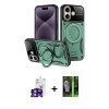 MARSİLYAN™- iPhone 16 Kılıf Kıvılcım Modern Serisi - Şeffaf 360 Full Body Arka Koruyucu + Bilvis Titan Kamera Lens - PE