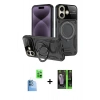 MARSİLYAN™- iPhone 16 Kılıf Kıvılcım Modern Serisi - Şeffaf 360 Full Body Arka Koruyucu + Raze Metal Kamera Lens - LT