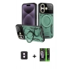 MARSİLYAN™- iPhone 16 Kılıf Kıvılcım Modern Serisi - Şeffaf 360 Full Body Arka Koruyucu + PVD Metal Kamera Lens - PE