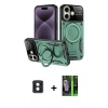 MARSİLYAN™- iPhone 16 Kılıf Kıvılcım Modern Serisi - Şeffaf 360 Full Body Arka Koruyucu + PVD Metal Kamera Lens - MI