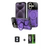MARSİLYAN™- iPhone 16 Kılıf Kıvılcım Modern Serisi - Şeffaf 360 Full Body Arka Koruyucu + PVD Metal Kamera Lens - MI