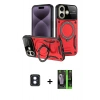 MARSİLYAN™- iPhone 16 Kılıf Kıvılcım Modern Serisi - Şeffaf 360 Full Body Arka Koruyucu + PVD Metal Kamera Lens - MI