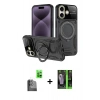 MARSİLYAN™- iPhone 16 Kılıf Kıvılcım Modern Serisi - Şeffaf 360 Full Body Arka Koruyucu + Raze Metal Kamera Lens - SH