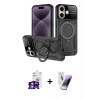MARSİLYAN™- iPhone 16 Kılıf Kıvılcım Modern Serisi - Şeffaf Pasifik Cam Ekran Koruyucu + Bilvis Titan Kamera Lens - GS