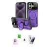MARSİLYAN™- iPhone 16 Kılıf Kıvılcım Modern Serisi - Şeffaf Pasifik Cam Ekran Koruyucu + Raze Metal Kamera Lens - PE